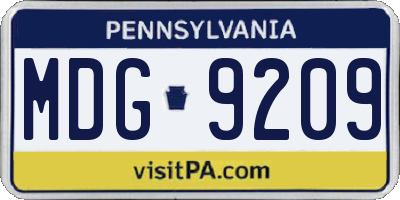 PA license plate MDG9209
