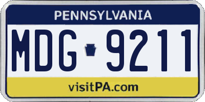 PA license plate MDG9211