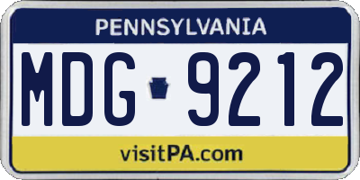 PA license plate MDG9212