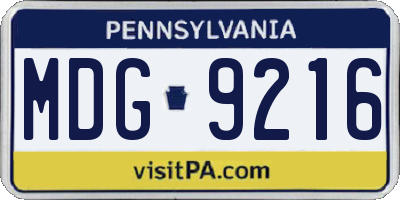 PA license plate MDG9216