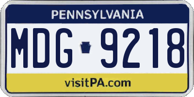 PA license plate MDG9218