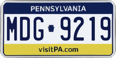PA license plate MDG9219