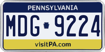 PA license plate MDG9224