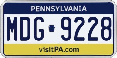 PA license plate MDG9228