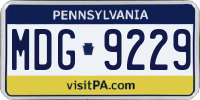 PA license plate MDG9229