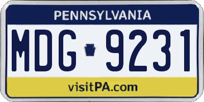 PA license plate MDG9231