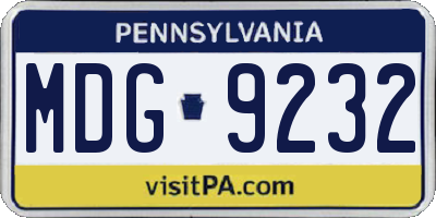 PA license plate MDG9232