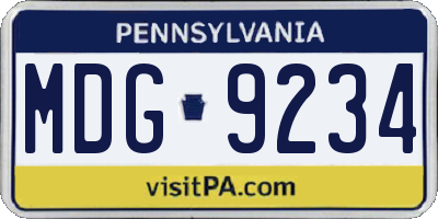 PA license plate MDG9234
