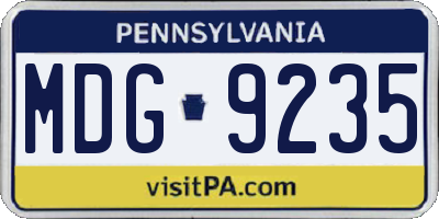 PA license plate MDG9235