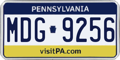 PA license plate MDG9256