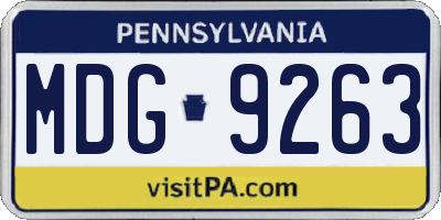 PA license plate MDG9263