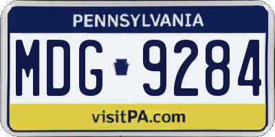 PA license plate MDG9284