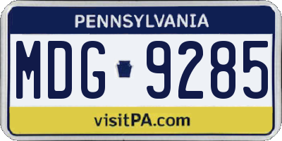 PA license plate MDG9285