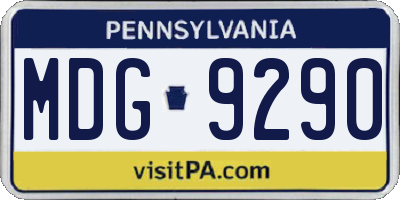 PA license plate MDG9290