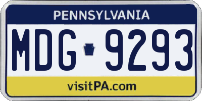 PA license plate MDG9293