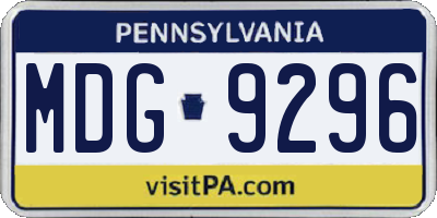 PA license plate MDG9296
