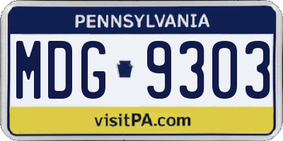 PA license plate MDG9303