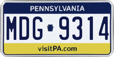 PA license plate MDG9314