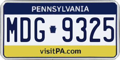 PA license plate MDG9325