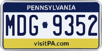 PA license plate MDG9352