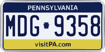 PA license plate MDG9358