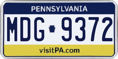 PA license plate MDG9372