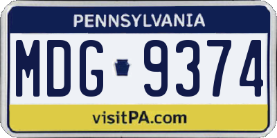 PA license plate MDG9374