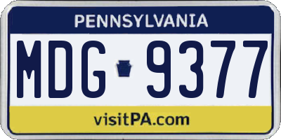 PA license plate MDG9377