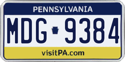 PA license plate MDG9384