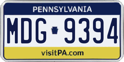 PA license plate MDG9394