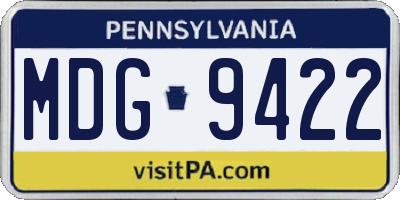 PA license plate MDG9422