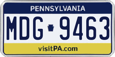 PA license plate MDG9463
