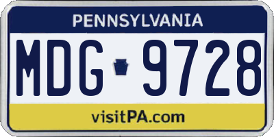 PA license plate MDG9728
