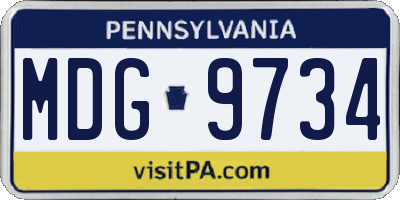 PA license plate MDG9734