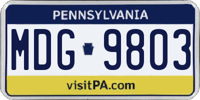 PA license plate MDG9803