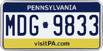 PA license plate MDG9833