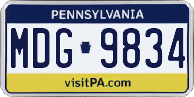 PA license plate MDG9834