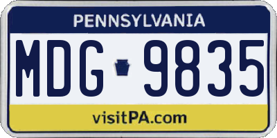 PA license plate MDG9835