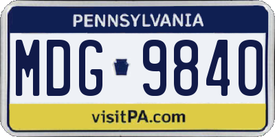 PA license plate MDG9840