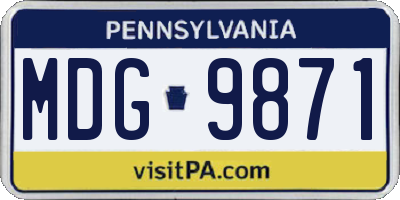 PA license plate MDG9871