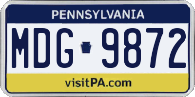 PA license plate MDG9872