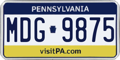 PA license plate MDG9875