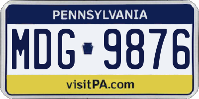 PA license plate MDG9876
