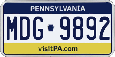 PA license plate MDG9892