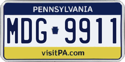 PA license plate MDG9911