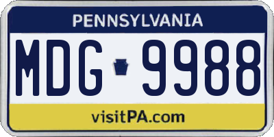 PA license plate MDG9988