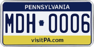 PA license plate MDH0006
