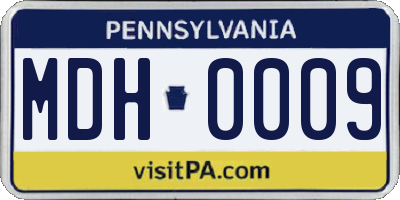 PA license plate MDH0009