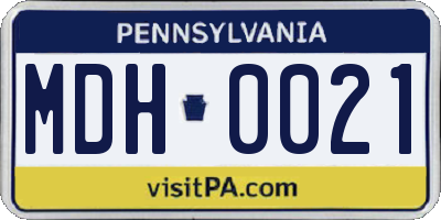 PA license plate MDH0021