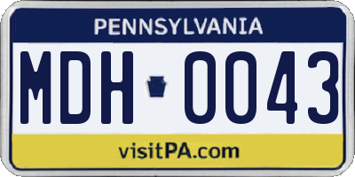 PA license plate MDH0043